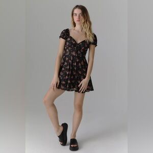 Urban Outfitters Black Floral Mini Dress